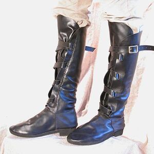 Handmade medieval black fantasy boots
