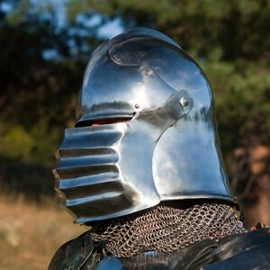 Medieval gothic bascinet helmet as part of Generation II ArmStreet's knight set