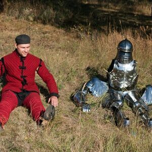Medieval gothic armor set and full gambeson with choses (arming pants)
