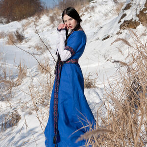 Medieval Flax Linen Dress And Underdress