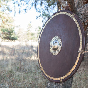 Viking Round Shield with Etched Brass Boss
