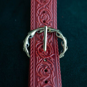 Red Medieval belts with cast brass “Lion”