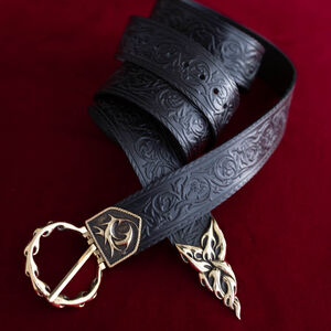 Leather Medieval belt with cast brass “Lion”