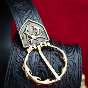 Black Medieval belt with cast brass “Lion”