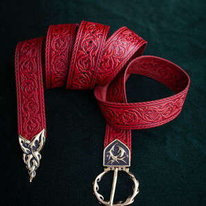 Red Medieval belt with cast brass “Lion”