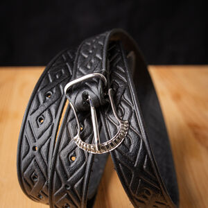 Black Medieval Leather Belt "Fireside Family" 