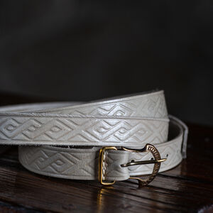 "Fireside Family" Leather Belt with Embossing