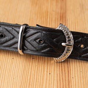  Leather Belt with Embossing and brass buckle