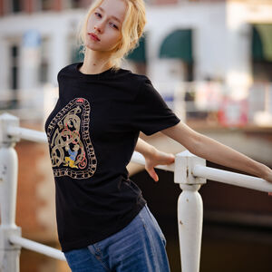 Limited Edition Hand Embroidered Viking style T-shirt "Warrior and serpent"