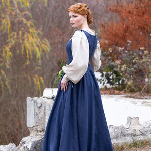 Linen Boned Renaissance Sleeveless Kirtle Dress “German Rose”