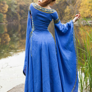Wide sleeves and skirt - Blue Medieval Dress "Lady of the Lake"
