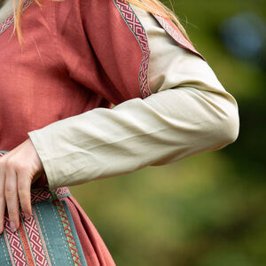 Linen short-sleeved v-neck overdress with trim "Ilse the Bright"