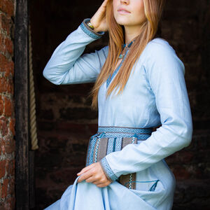 Linen tunic with trim and contrasting bordering “Trea the Serene”
