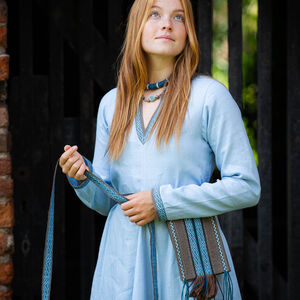 Linen tunic with trim and contrasting bordering “Trea the Serene”