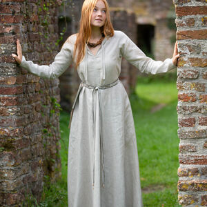 Long fine linen undertunic for women "Ilse the Bright" chemise with braided accents