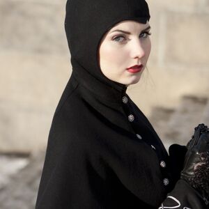 Long wool Gothic  coat "Blackbird" with hood