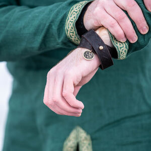 Lucky leather Irish bracelet with Celtic symbol coin Leprechaun