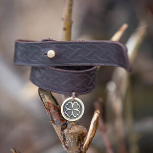 Lucky leather Irish bracelet with Celtic symbol coin Leprechaun