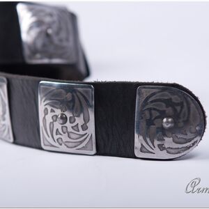 MEDIEVAL ARMOR BELT WITH ETCHED STEEL ACCENTS