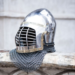 Medieval Bascinet Helmet Hounskull with SCA Bargrill "The King's Guard"