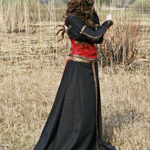 MEDIEVAL BLACK COTTON DRESS WITH BODICE WEST  "Lady hunter" 