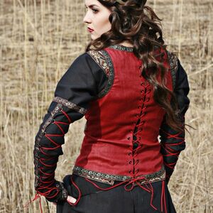 MEDIEVAL BLACK COTTON DRESS WITH BODICE WEST  "Lady hunter" 
