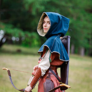 Medieval embroidered woolen hood with lining “Fireside Family”