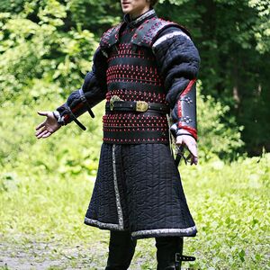 MEDIEVAL LAMELLAR LEATHER BLACKENED STEEL ARMOR SUIT