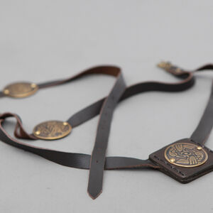 Medieval Leather Belt With Handmade Brass Accents  "Archeress"