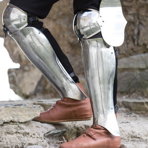 Medieval Legs Armor: Greaves with Knee Cops Flexible