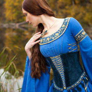  Medieval linen dress and suede bodice "Lady of the Lake"