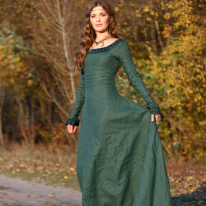 Medieval Linen Dress, Surcoat And Chaperone Costume “Autumn Princess” 