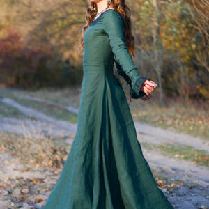 Medieval Linen Dress, Surcoat And Chaperone Costume “Autumn Princess” 