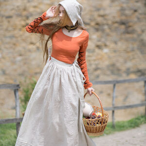 Medieval Linen Skirt Apron “Red Elise”