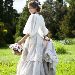 Medieval linen skirt with lace Snow White by ArmStreet