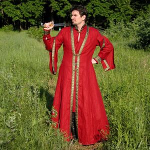 MEDIEVAL TUNIC+FLAX OVERCOAT GARB COSTUME