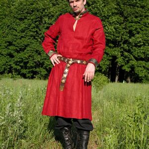 MEDIEVAL TUNIC+FLAX OVERCOAT GARB COSTUME