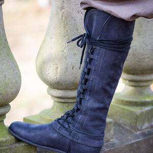 Medieval Blue Leather Fantasy Boots “Forest”