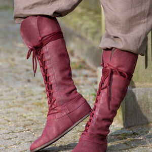 Medieval Red Leather Boots “Forest”
