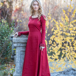 Red Medieval Linen Dress “Autumn Princess”