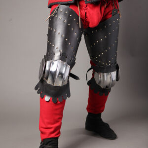Knight armor splinted legs with fluted poleyns
