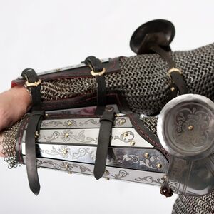 Armor bracers splinted with elbow cops and western style etching on it
