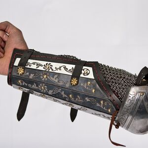 Medieval SCA splinted armor bracers with exclusive brass rivets and clasps