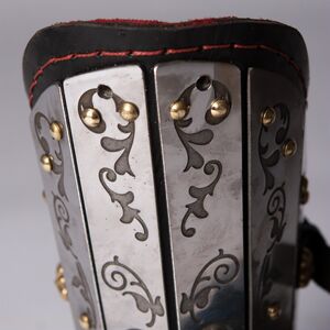 Exclusive handmade western pattern etching on splinted bracers armor