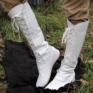 White medieval fantasy high boots "Forest"