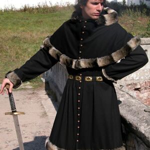 MEDIEVAL WOOL COAT TUNIC GARB - TAPPERT AND HOOD