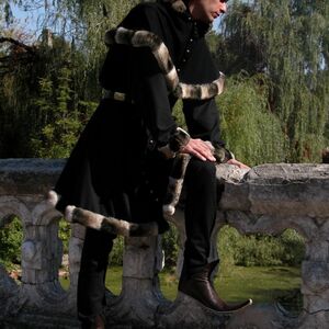 MEDIEVAL WOOL COAT TUNIC GARB - TAPPERT AND HOOD