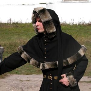 MEDIEVAL WOOL COAT TUNIC GARB - TAPPERT AND HOOD