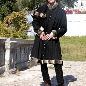 MEDIEVAL WOOL COAT TUNIC GARB - TAPPERT AND HOOD