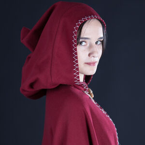  Medieval Red Woolen Cloak “Labyrinth” 